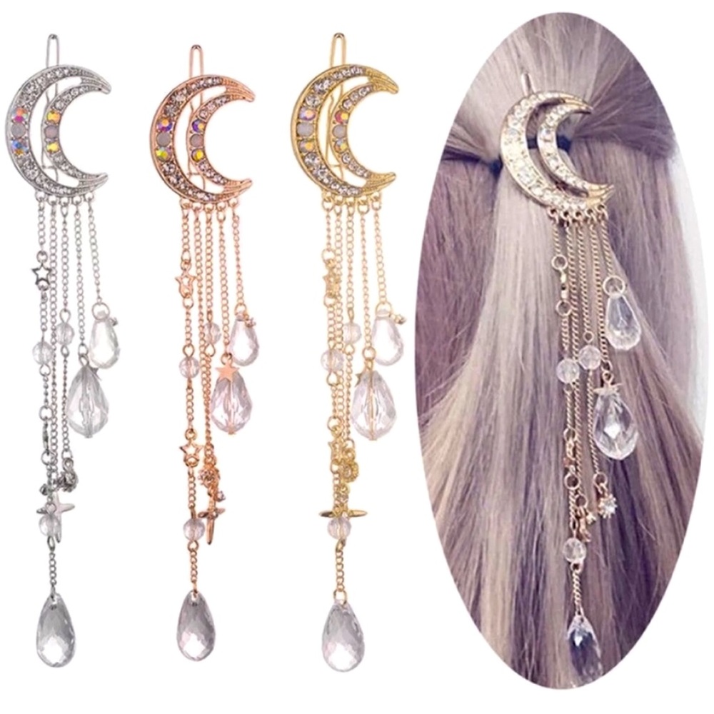 NWT Crystal Moon Hair Clip